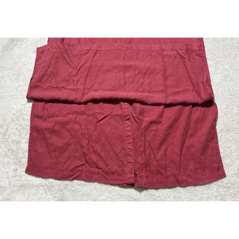 Tommy Bahama Maxi Shirt Dress Womens Medium Red Lyocell Cap Sleeve Button Front - Picture 3 of 9